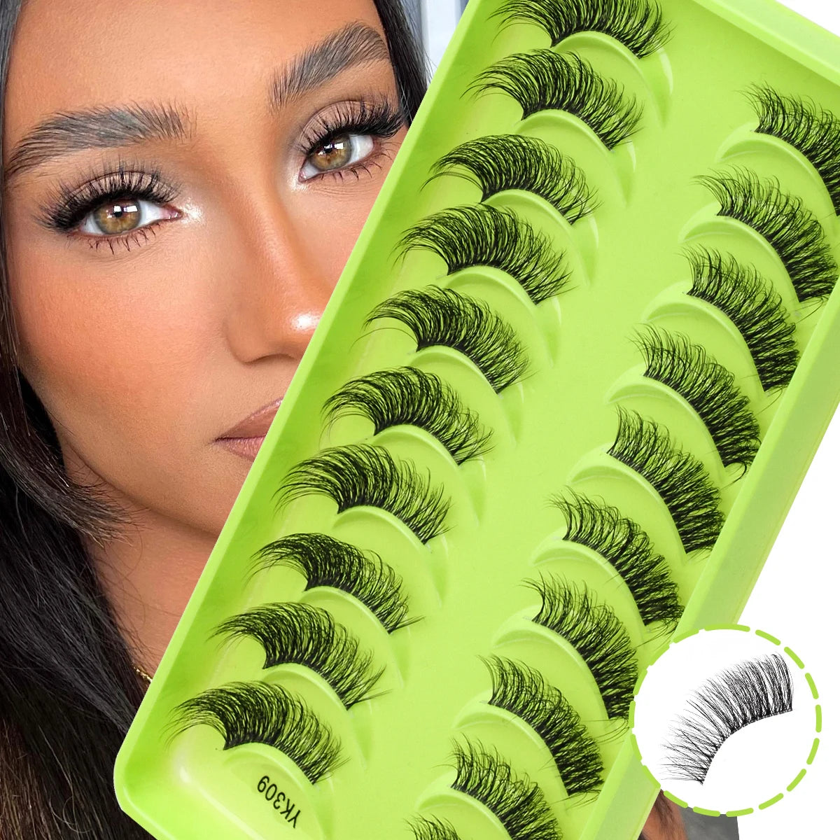 New Half Eyelashes 3/10Pairs Half Lashes Natural 3D Cat Eye Lashes Clear Stem False Eyelash Extension Makeup Faux Cils maquiagem Purest Peak